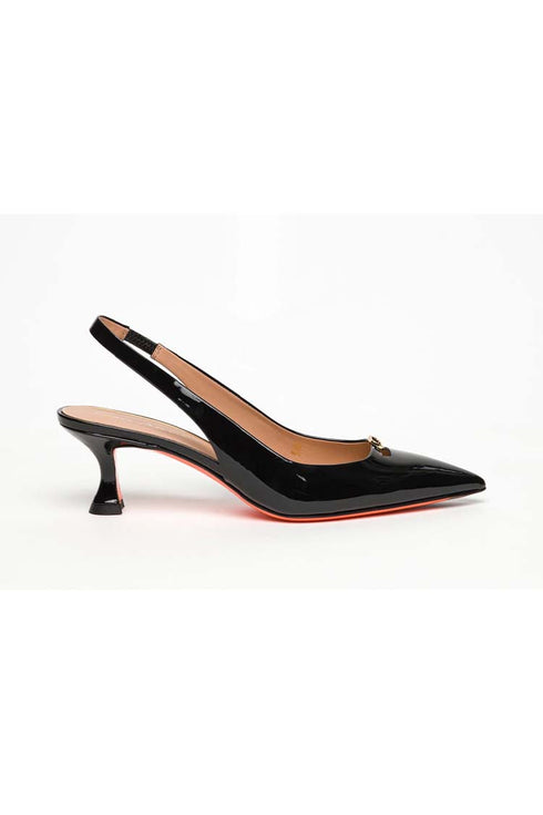 Slingback - Zwart lakleer
